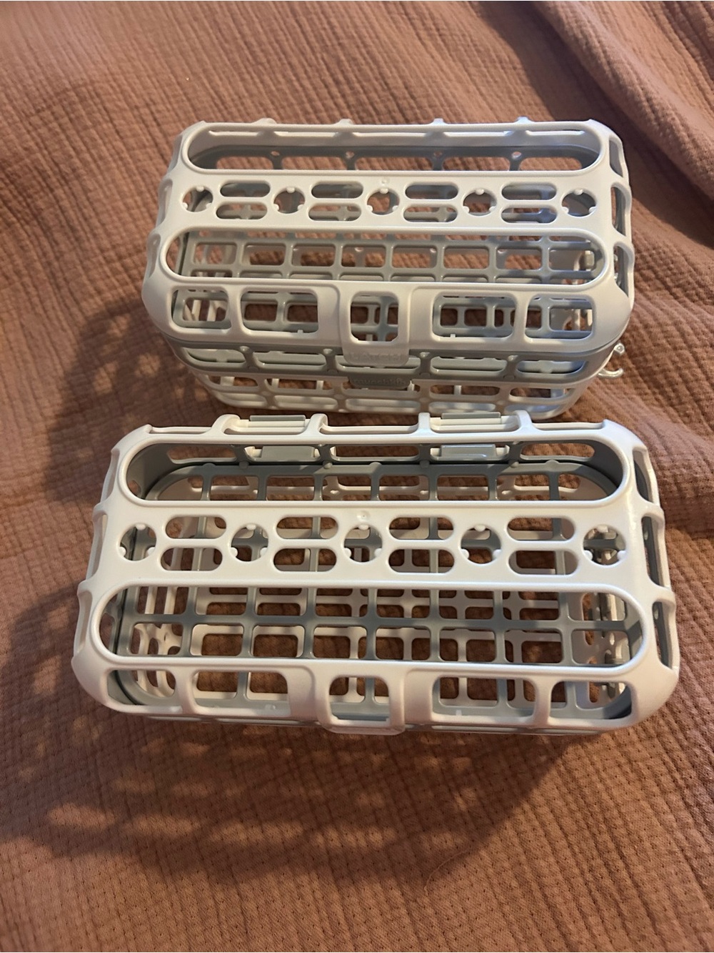 Small White & Light Gray Plastic Cutlery Basket